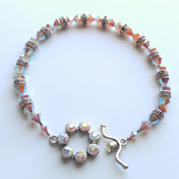 Handmade Swarovski Crystal Grey Opal AB Bracelet - Picture 2 of 5